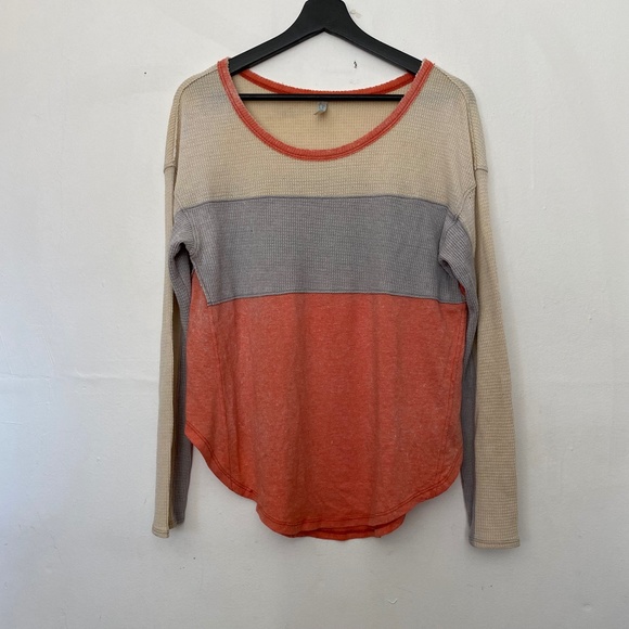 Free People Colorblock Waffle Knit Top - Picture 1 of 4